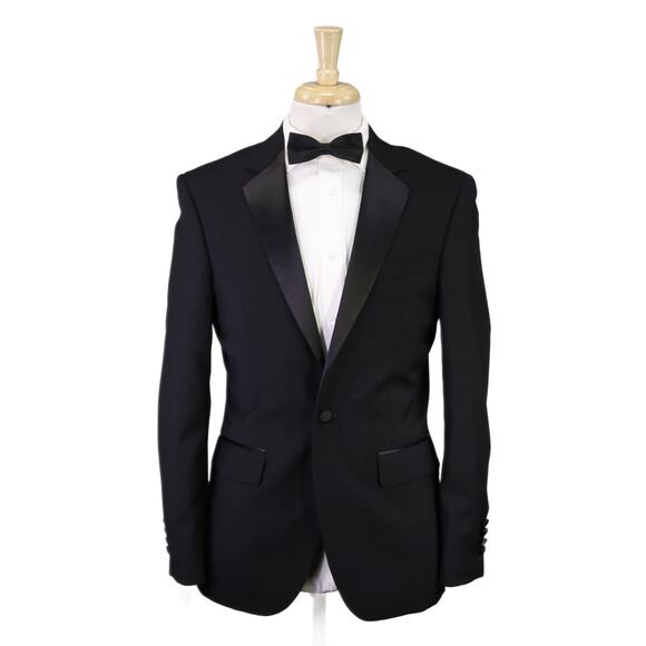 Jos A Bank Black Slim Fit Tuxedo Formal Wool Suit 38R - Picture 1 of 11